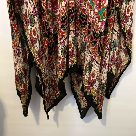 Bila Womens large Boho Hippie Mixed Print Handkerchief Hem Maxi Skirt peasant pr - Picture 10 of 10